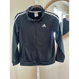 Adidas Kids Track Jacket Black with White Stripes Size M (10/12)